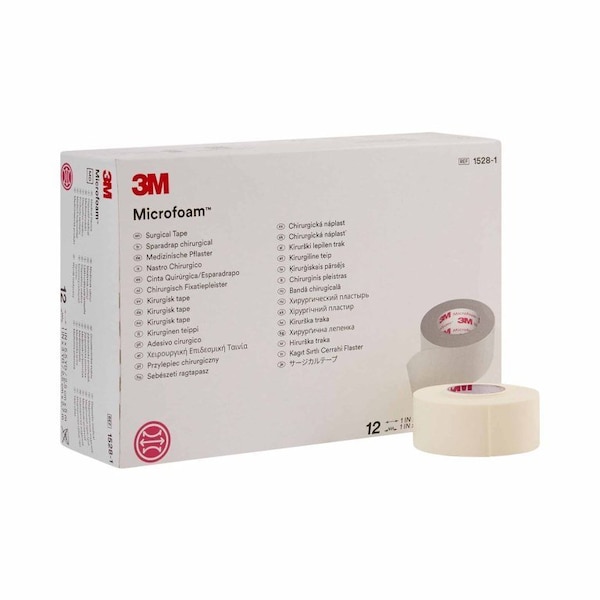 3M Microfoam Medical Tape White 1 Inch X 5-1/2 Yard Elastic / Foam NonSterile, 72PK 1528-1 - main
